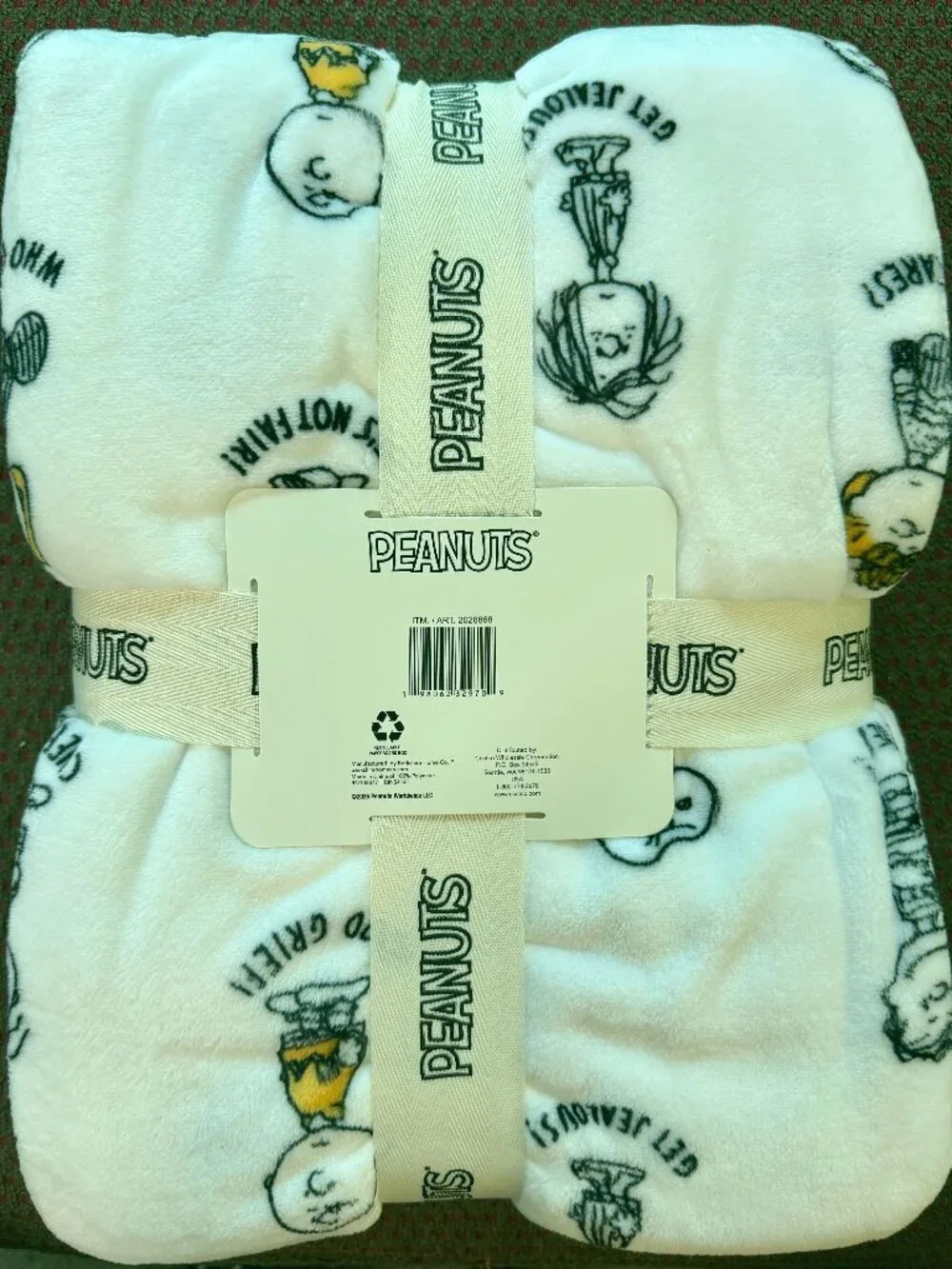 Snoopy Peanuts Berkshire Black White Quote Throw 60x70 NWT